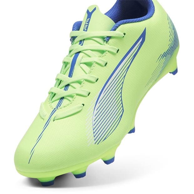 Ghete de fotbal Puma Ultra Play Firm Ground pentru Copii verde alb albastru