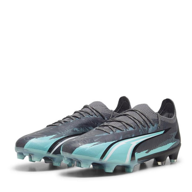 Ghete de fotbal Puma Ultra Ultimate Firm Ground gri alb albastru aqua