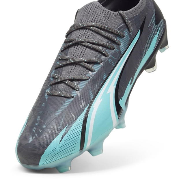 Ghete de fotbal Puma Ultra Ultimate Firm Ground gri alb albastru aqua