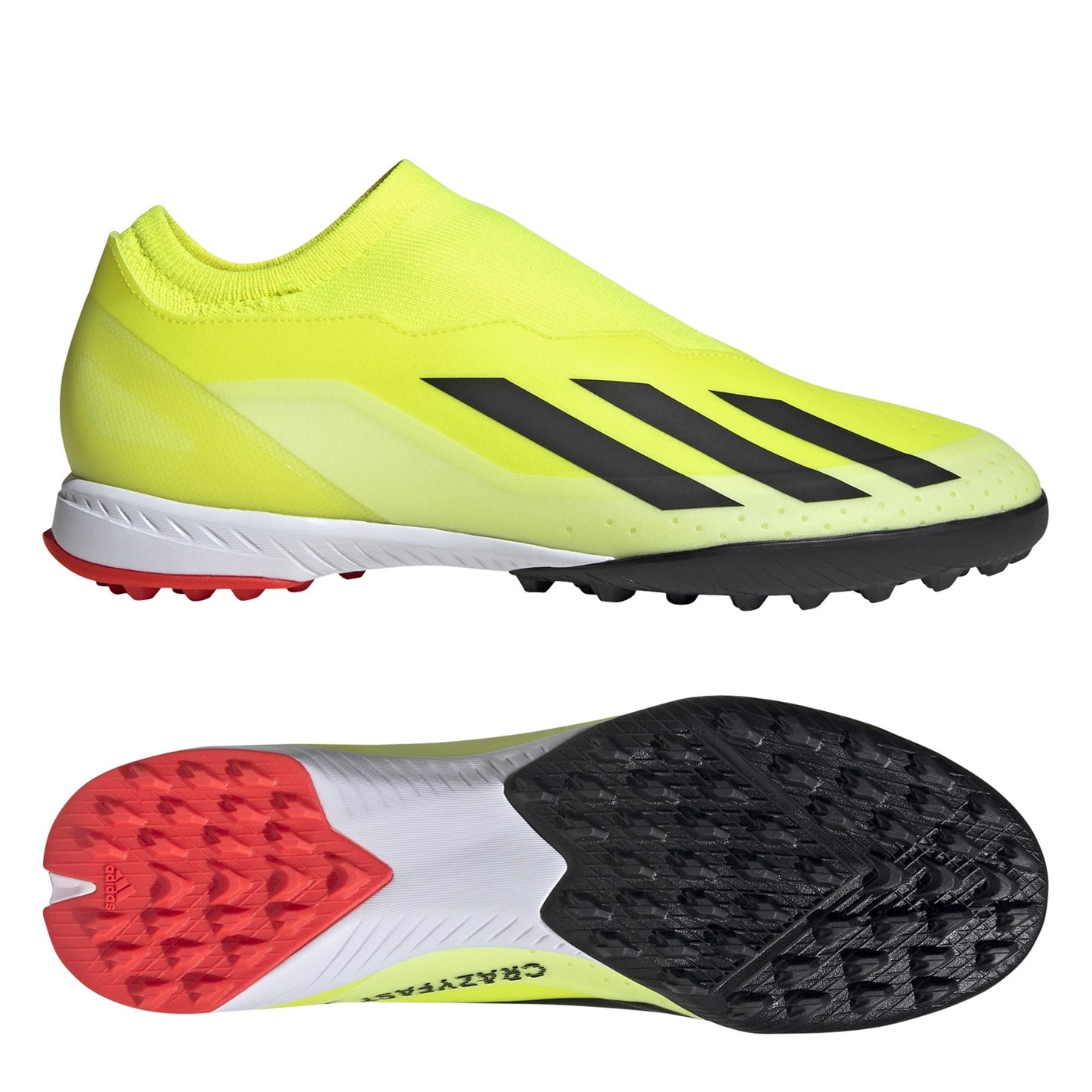 Ghete fotbal gazon sintetic adidas X Crazyfast League Laceless galben negru alb