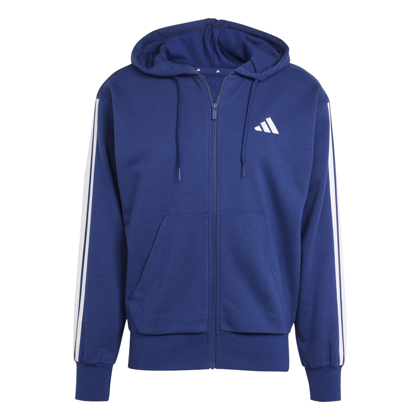 Hanorac adidas Essentials French Terry 3-Stripes cu fermoar pentru Barbati legend albastru alb