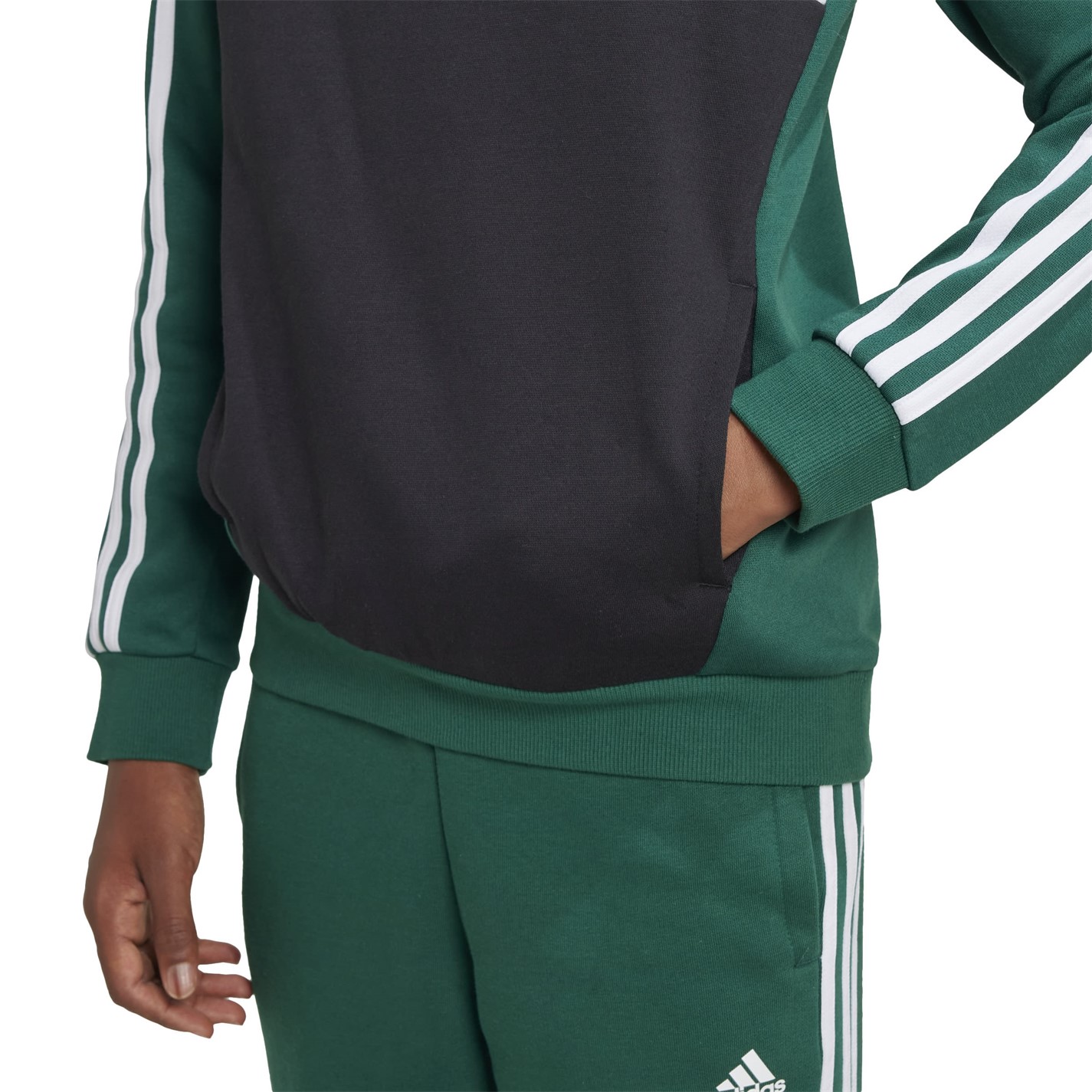 Hanorac adidas Tiberio 3-Stripes Colourblock Juniors collegiate verde