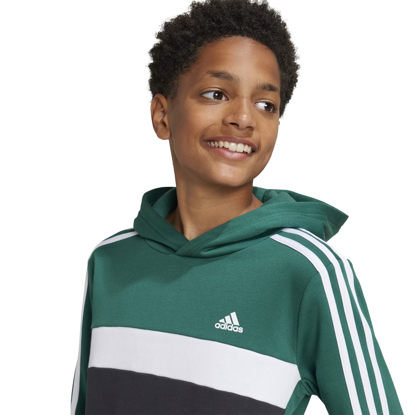 Hanorac adidas Tiberio 3-Stripes Colourblock Juniors collegiate verde