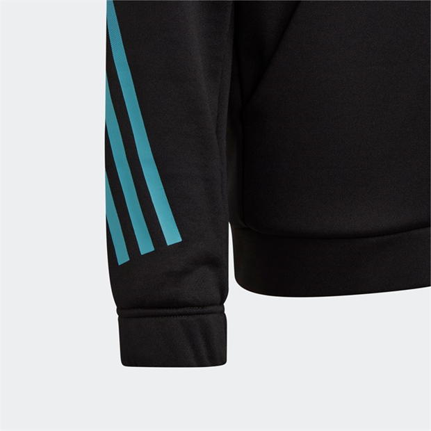 Hanorac adidas Train Icons AEROREADY 3-Stripes pentru Copii negru alb semi lucid fucsia