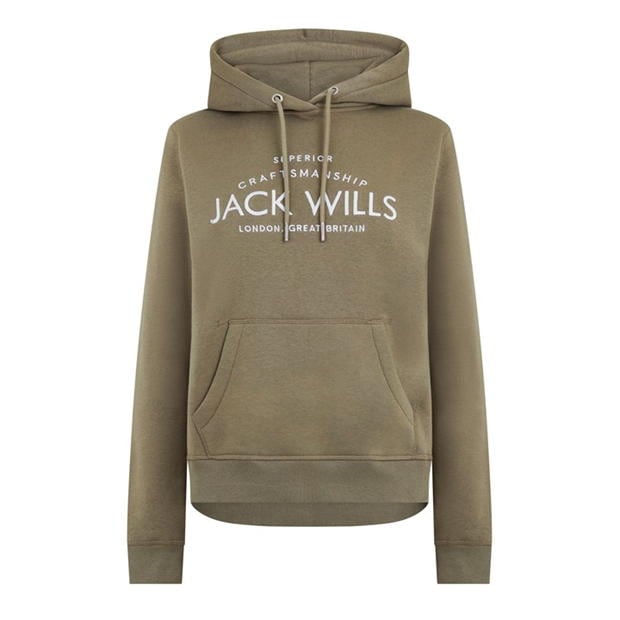 Hanorac Jack Wills Hunston imprimeu Graphic Logo deschis kaki