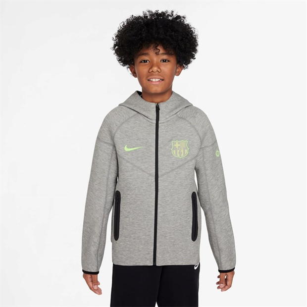 Hanorac Nike Barcelona Tech Fleece Full-cu fermoar 2024 2025 Juniors gri