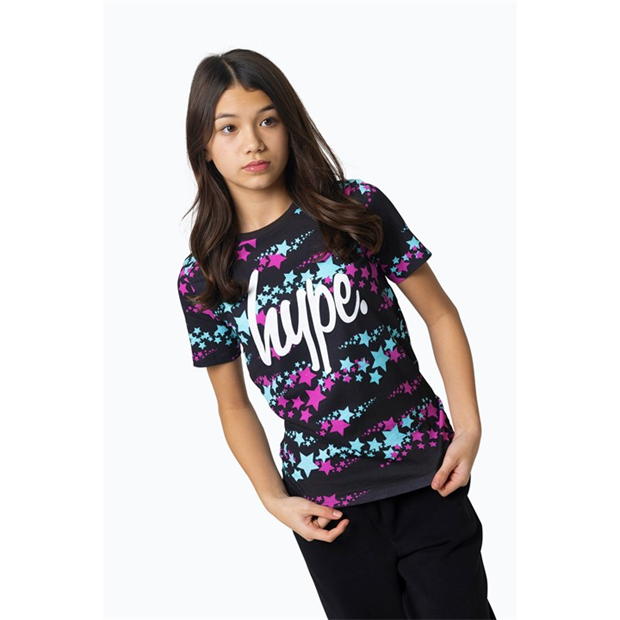 Hype Star Tee 2pkSet copii mov negru