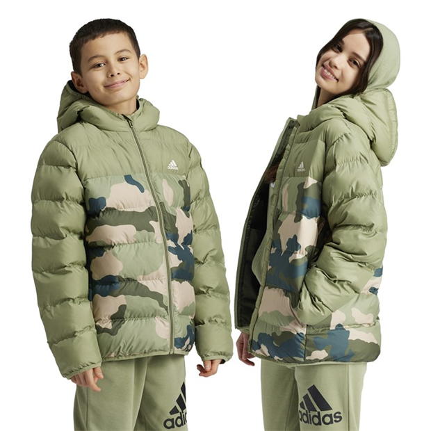 Jacheta adidas Synthetic Down Allover Print pentru copii verde nghtcargo