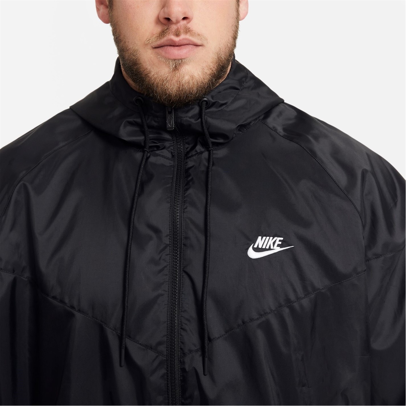 Jacheta Geaca pentru vant Nike Sportswear cu gluga pentru Barbati negru alb