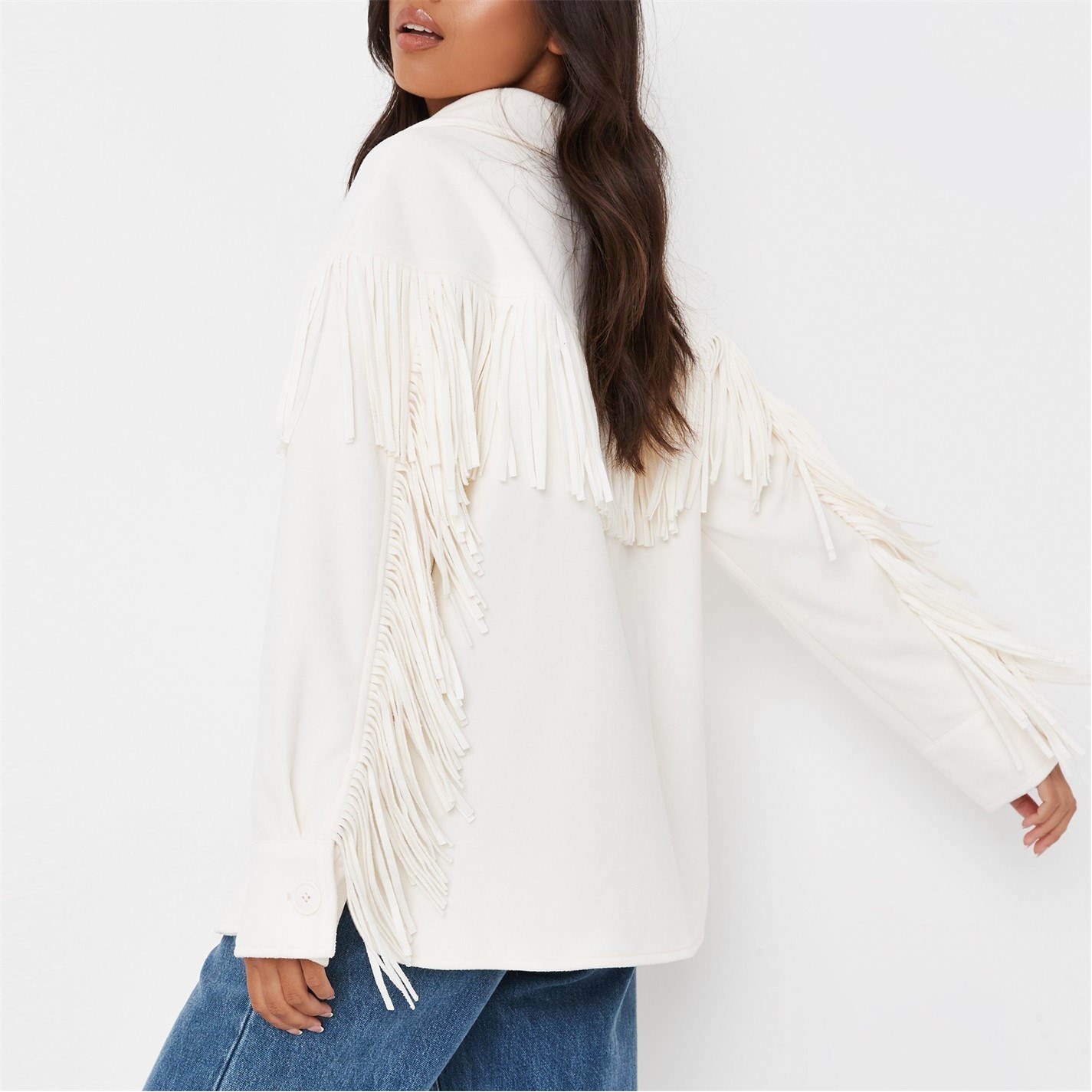 Jacheta Missguided Fringed alb