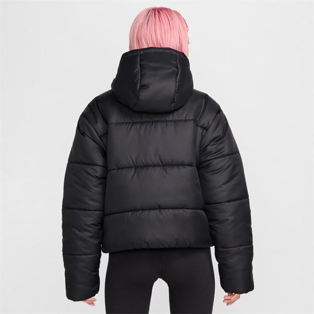 Jacheta Nike Sportswear clasic Puffer Therma-Fit Loose cu gluga pentru femei negru