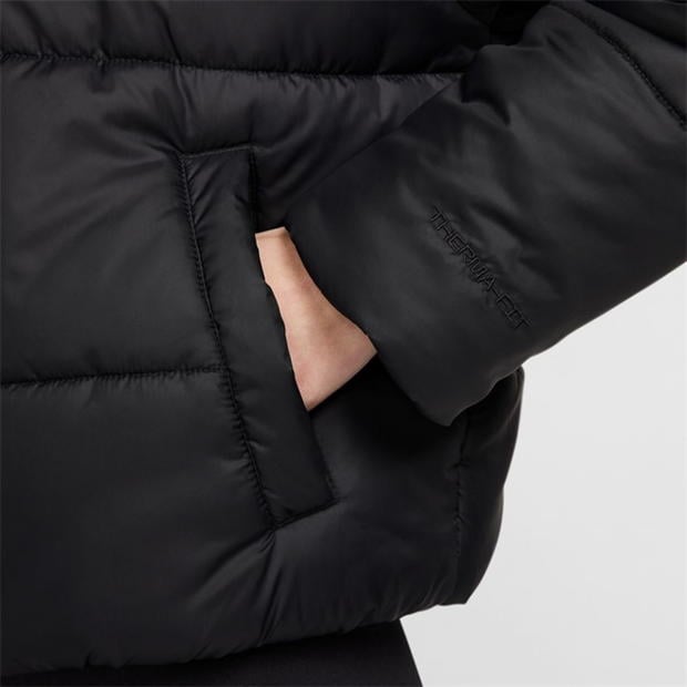 Jacheta Nike Sportswear clasic Puffer Therma-Fit Loose cu gluga pentru femei negru