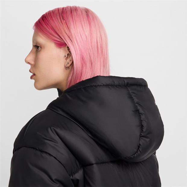 Jacheta Nike Sportswear clasic Puffer Therma-Fit Loose cu gluga pentru femei negru