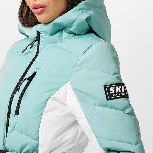 Jack Wills LS cu gluga Puffer pentru femei albastru aqua