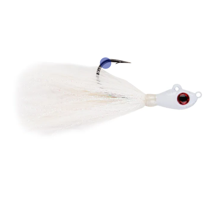 JIG BIG EYE BUCKTAIL alb CRYSTAL FLASH 3,5G marime 1-0 MUSTAD