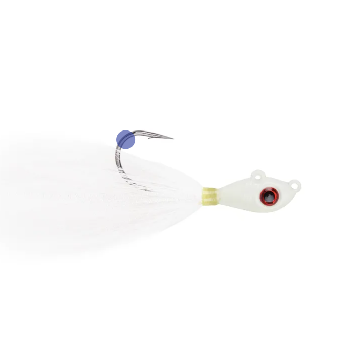 JIG BIG EYE BUCKTAIL verde GLOW alb 14G MUSTAD