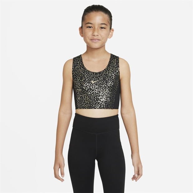 Maiou Nike Dri-FIT One Big () Crop pentru fete pentru Copii negru auriu