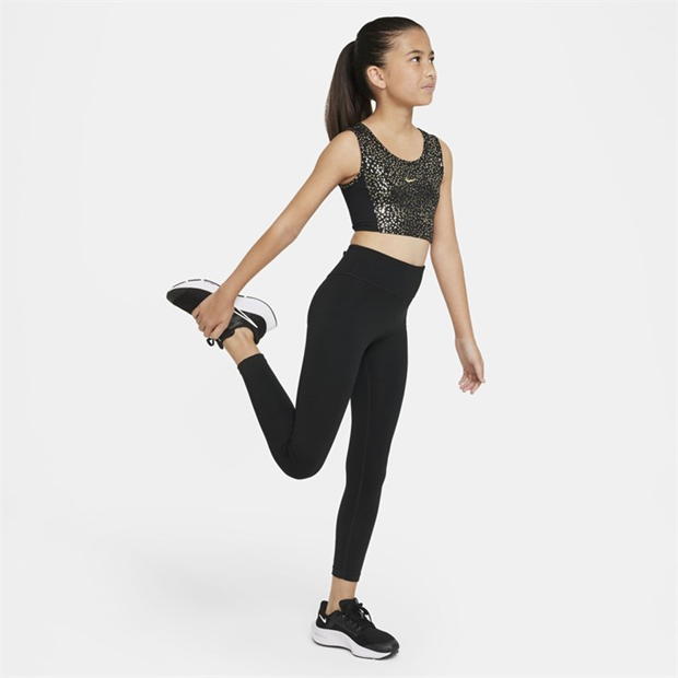 Maiou Nike Dri-FIT One Big () Crop pentru fete pentru Copii negru auriu