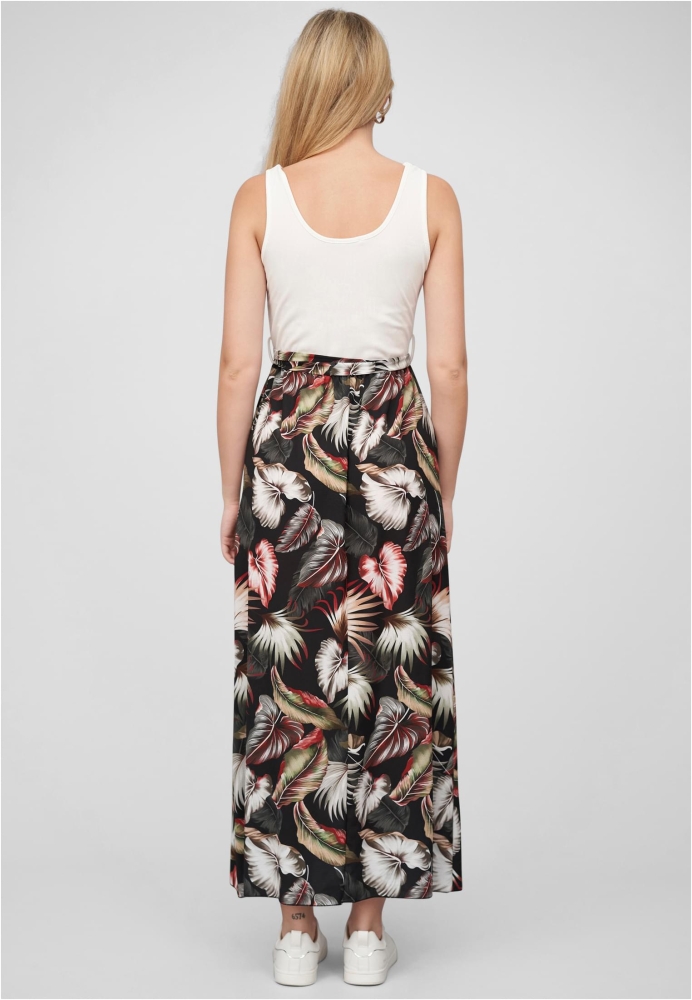 Manusi Maiouri Cloud5ive Damen Maxi Kleid doua culori Bindeg?rtel Tropical Print alb negru