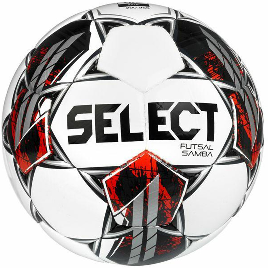 Minge fotbal Select Futsal Samba FIFA Basic v22 alb-rosu-argintiu 17621