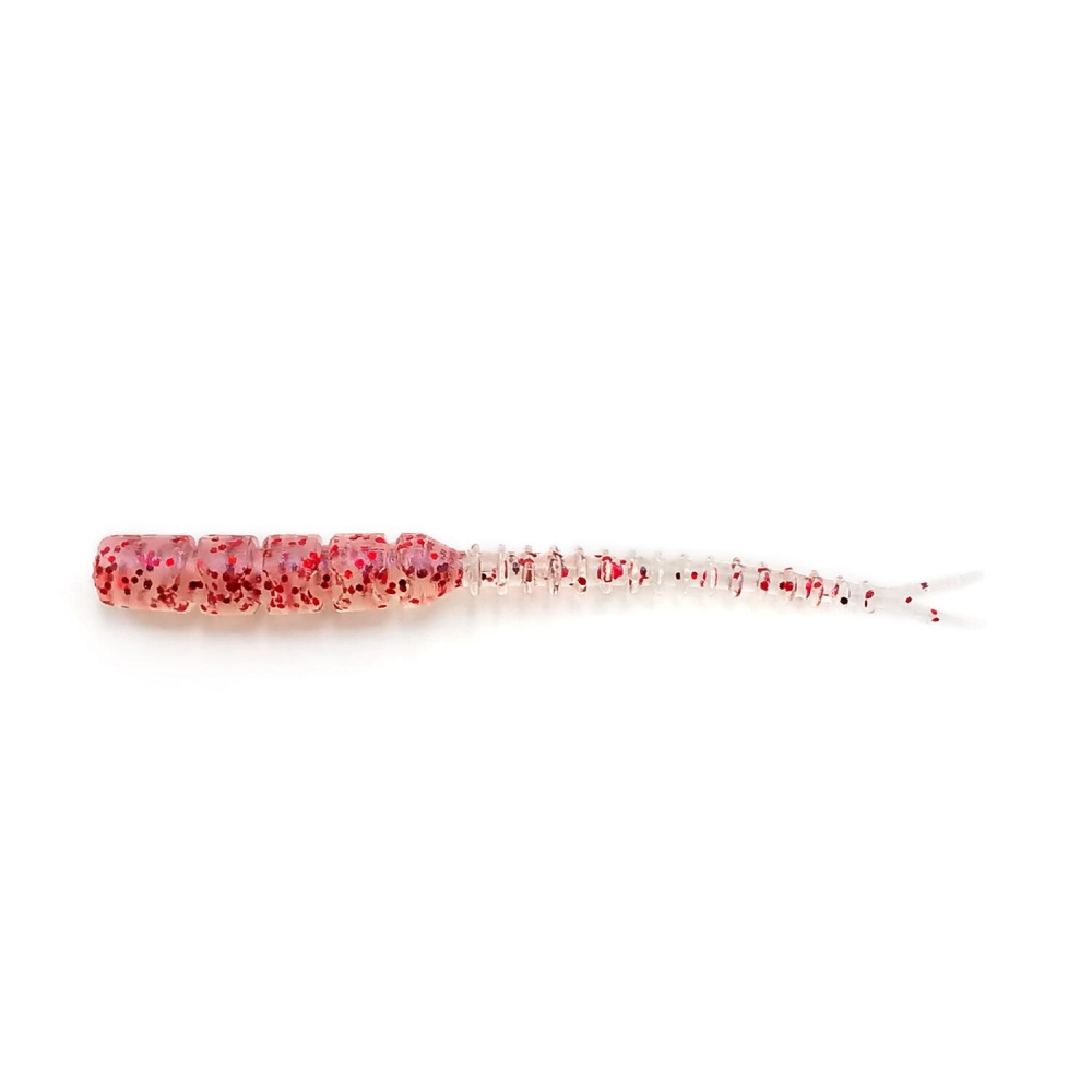 NALUCA AJI MICRO BACHI 5CM CLEAR rosu GLITTER MUSTAD