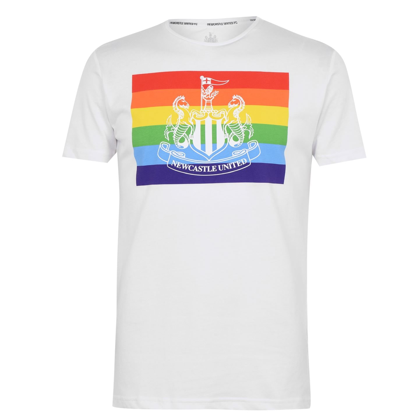 Tricou NUFC Rainbow Crest pentru Barbati alb multicolor