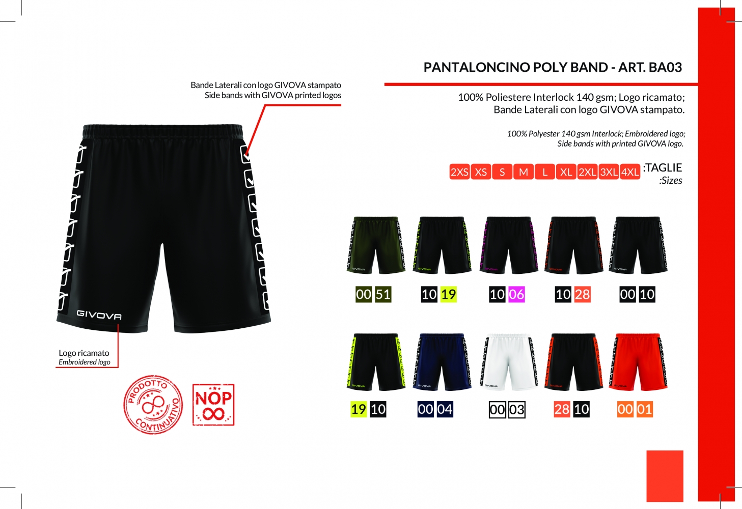 Sort albastru PANTALONCINO POLY BAND Givova