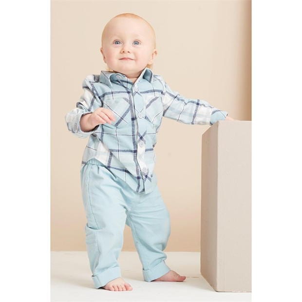 Pantaloni Camasi sport Hello World and Cord baiat pentru Bebelusi albastru