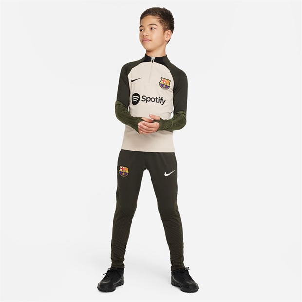 Pantaloni de trening Nike Barcelona Strike 2023 2024 Juniors bej alb