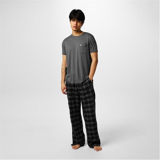 Pantaloni Jack Wills Flannel Check negru patratele