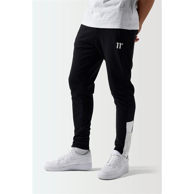 Pantaloni jogging 11 Degrees Colour Block Slim Fit - negru / alb