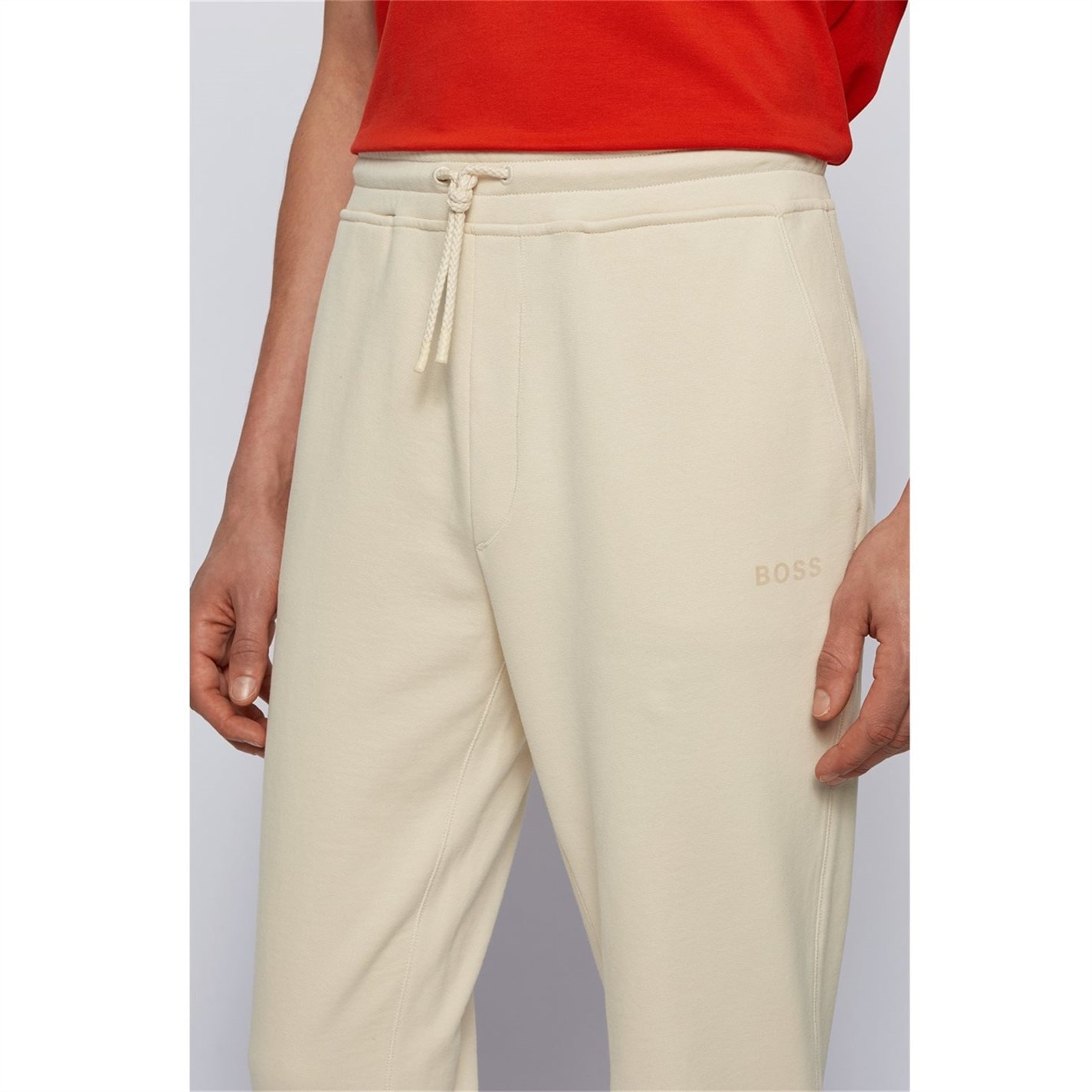 Pantaloni jogging Boss Skeefast Logo open alb