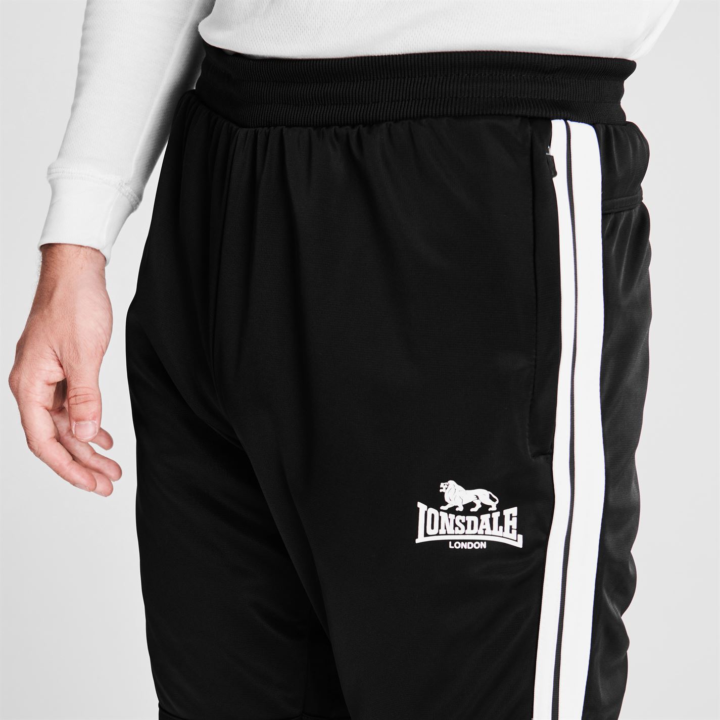 Pantaloni jogging Lonsdale 2 cu dungi conici pentru Barbati negru