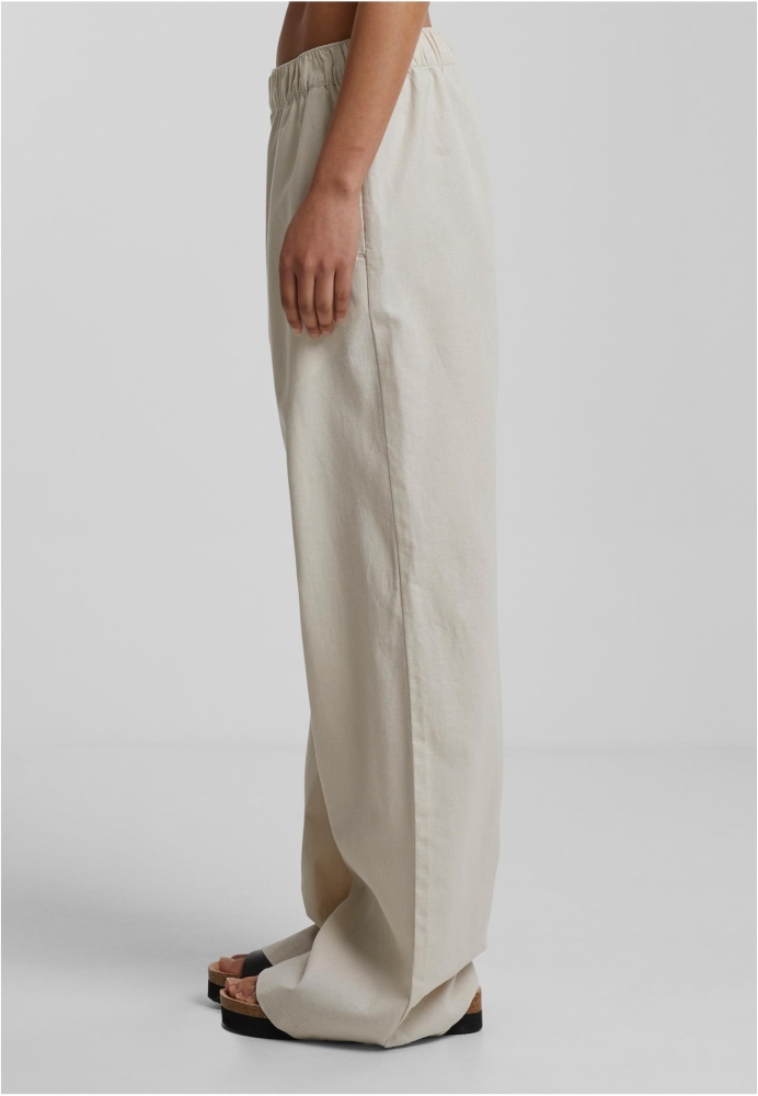 Pantaloni Linen Mixed Wide pentru Femei bej Urban Classics