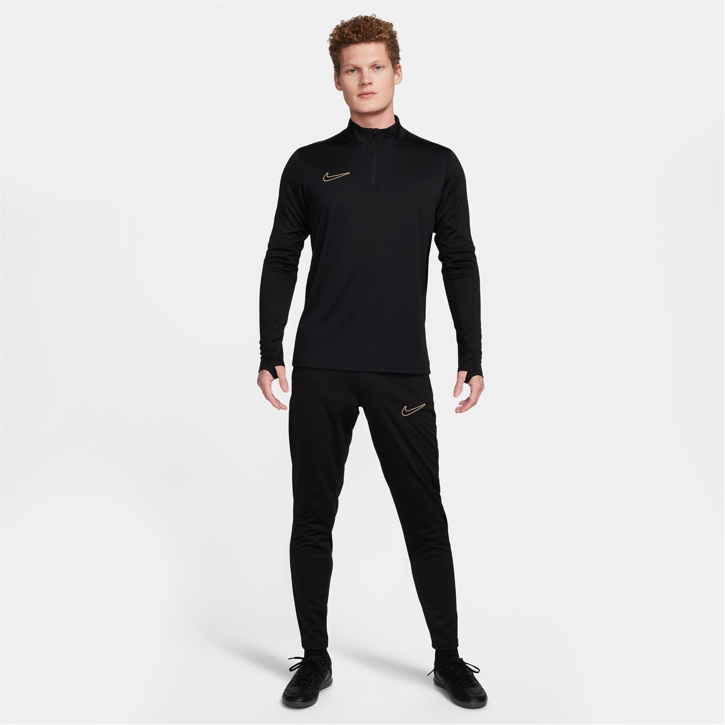 Pantaloni Nike Dri-FIT Academy Zippered Soccer pentru Barbati negru auriu