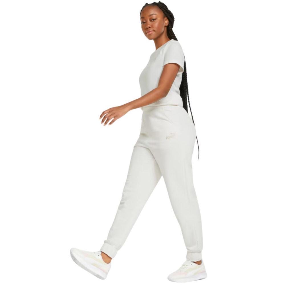 Pantaloni Puma ESS+ broderie High-Waist FL cream 670007 99 pentru Femei