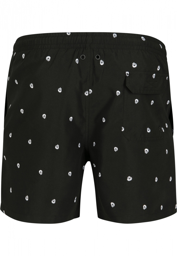 Pantaloni scurti inot broderie negru alb Urban Classics skull