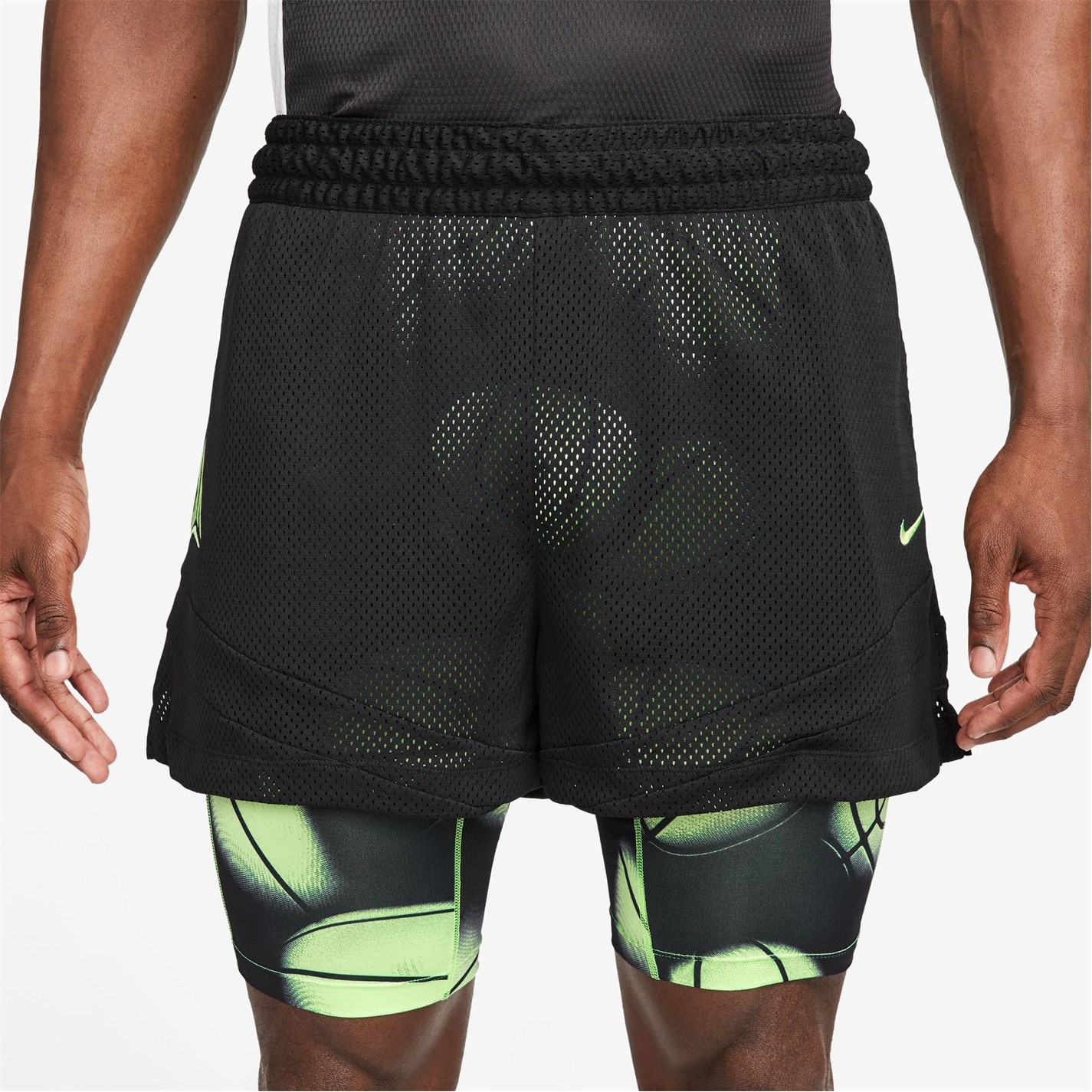 Pantaloni scurti Nike Icon Signature Ja Morant Dri-FIT 2-in-1 4 baschet pentru Barbati negru verde lime