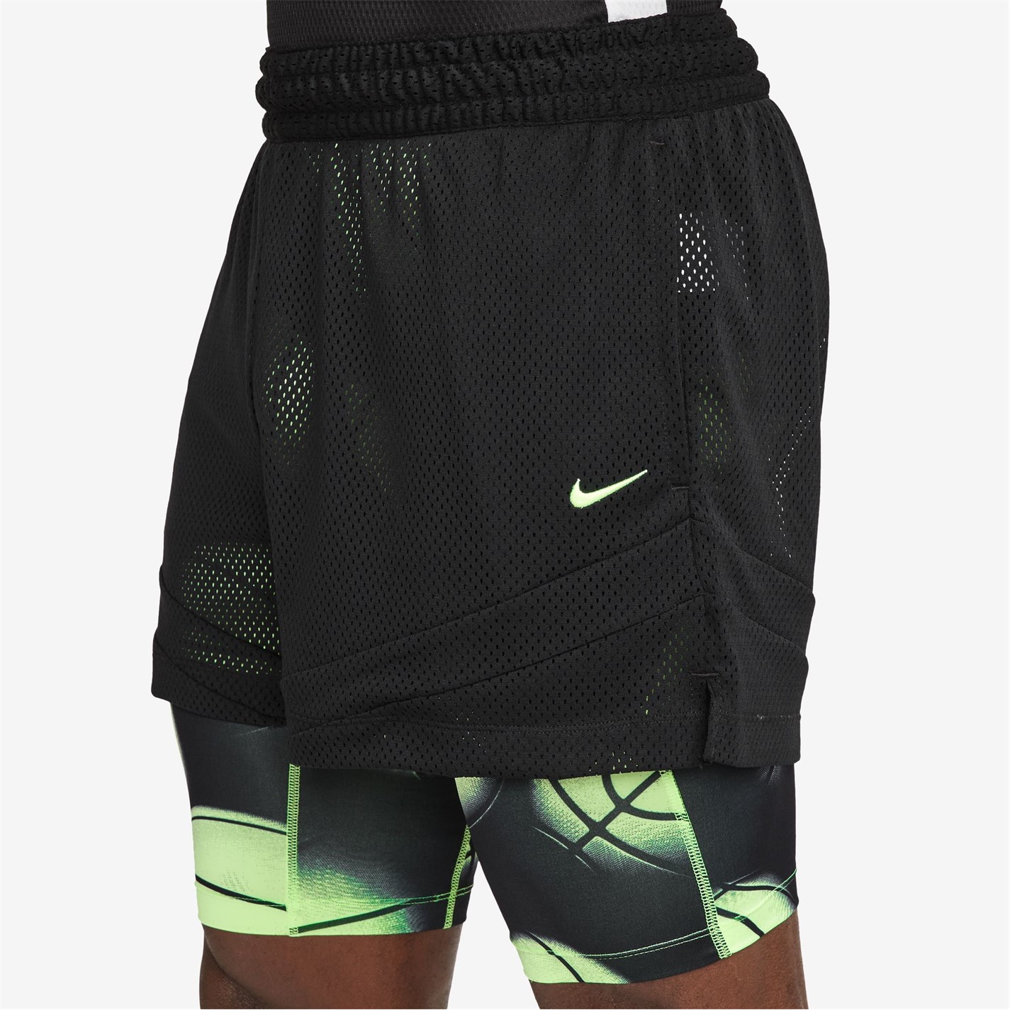 Pantaloni scurti Nike Icon Signature Ja Morant Dri-FIT 2-in-1 4 baschet pentru Barbati negru verde lime