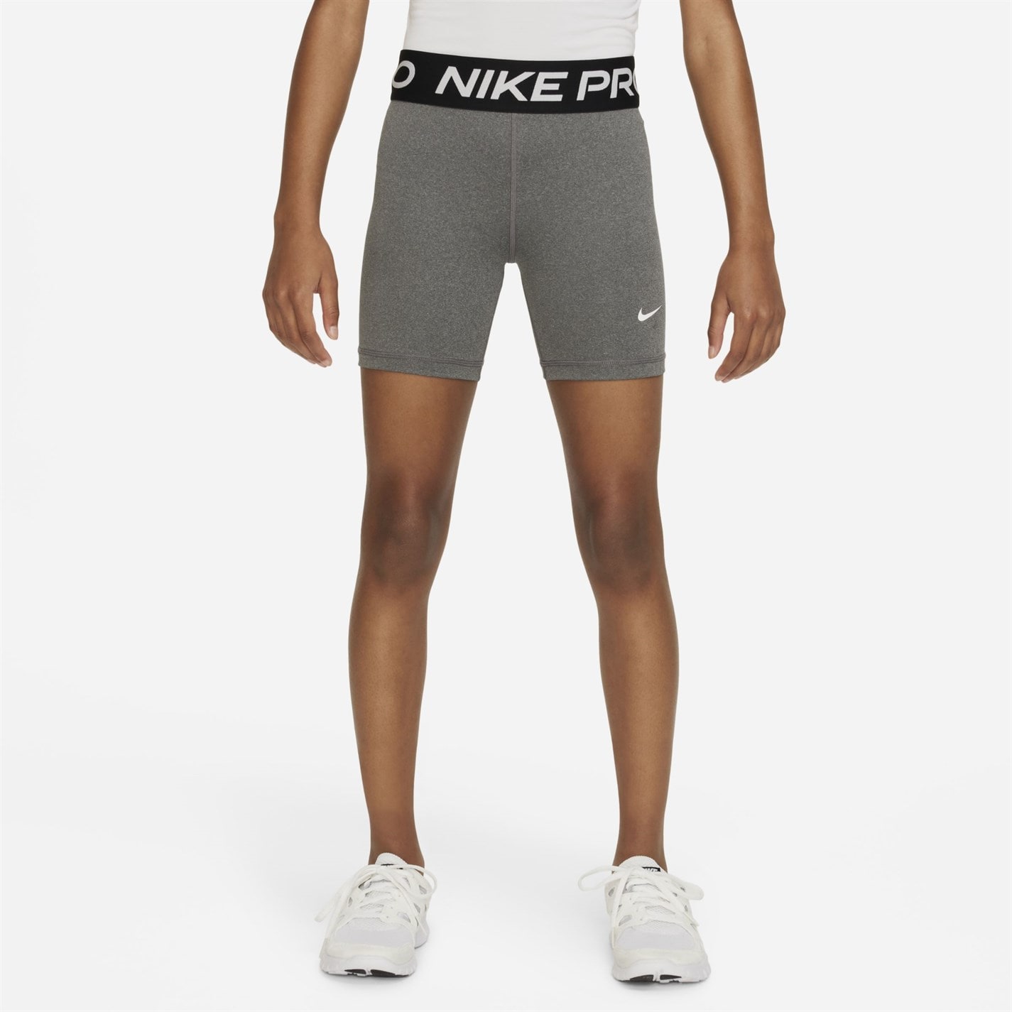 Pantaloni scurti Nike Pro Big () Dri-FIT 5 pentru fete pentru Copii gri carbon deschis