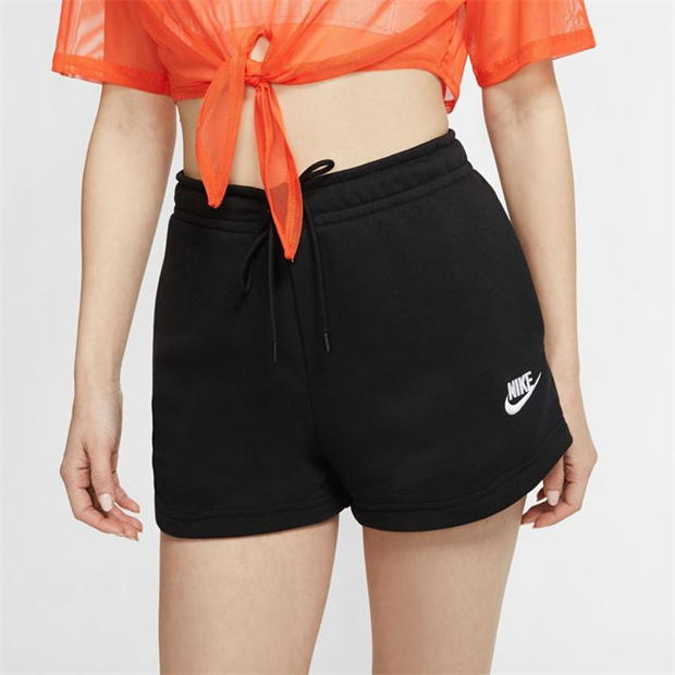 Pantaloni scurti Nike Sportswear Essential French Terry pentru femei negru alb