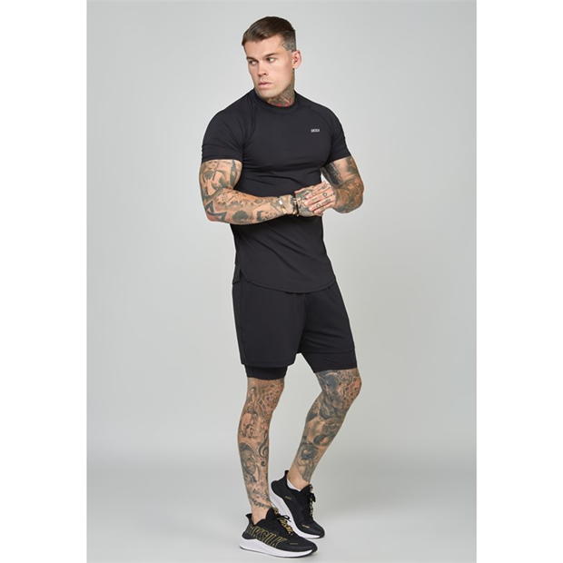 Pantaloni scurti SikSilk Dual pentru barbati negru