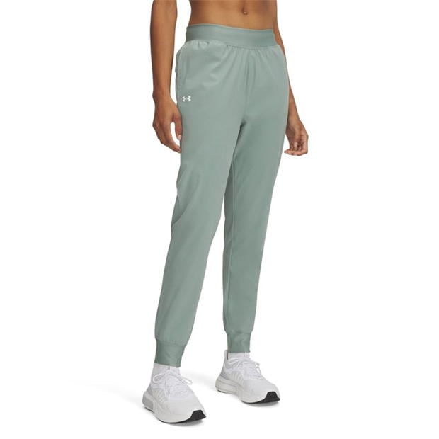 Pantaloni Under Armour Hi Rise Woven dama silica verde alb