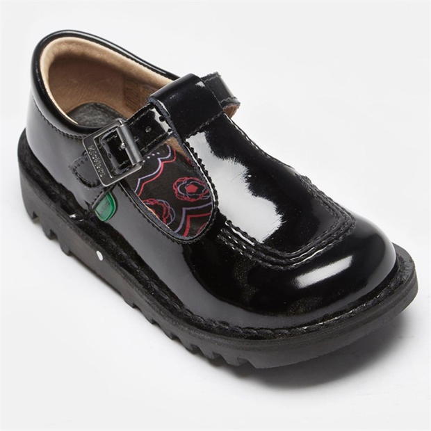 Pantofi piele Kickers Kick T-Bar Patent negru