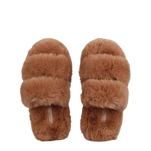 Papuci de Casa Jack Wills Fluffy Strap maro