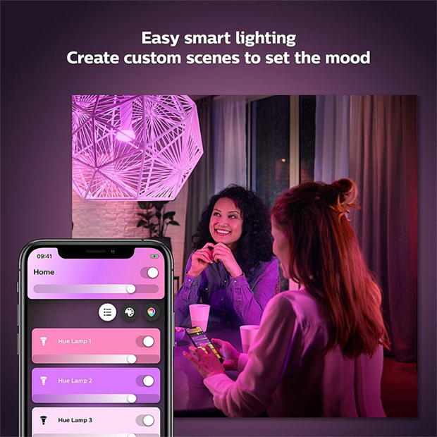 Philips Hue HueWCA 9W A60 B22 Smart Bulb 2P UK