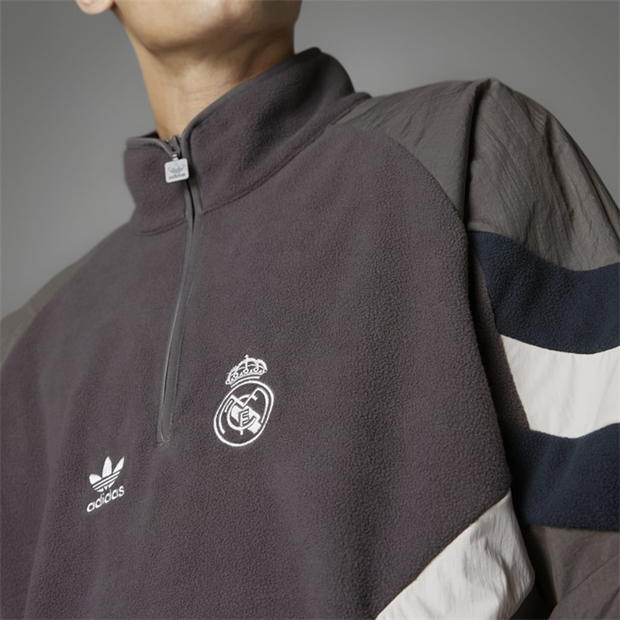 Polar Bluza trening fleece adidas Real Madrid Originals pentru adulti gri carbune