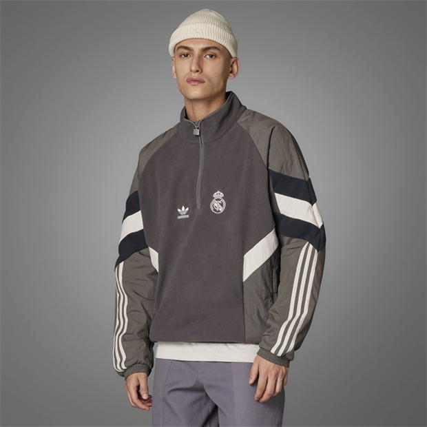 Polar Bluza trening fleece adidas Real Madrid Originals pentru adulti gri carbune