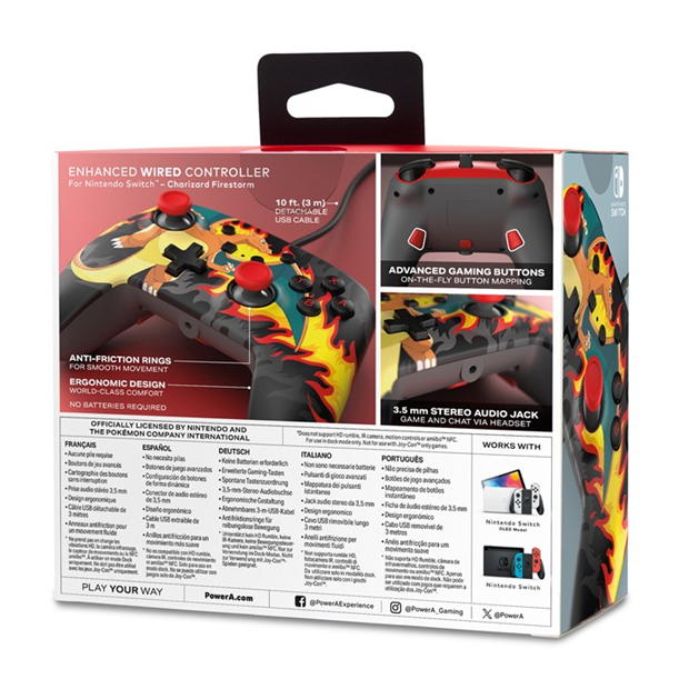 PowerA Enhanced Wired Controller for Nintendo Switch - Charizard Firestorm foc