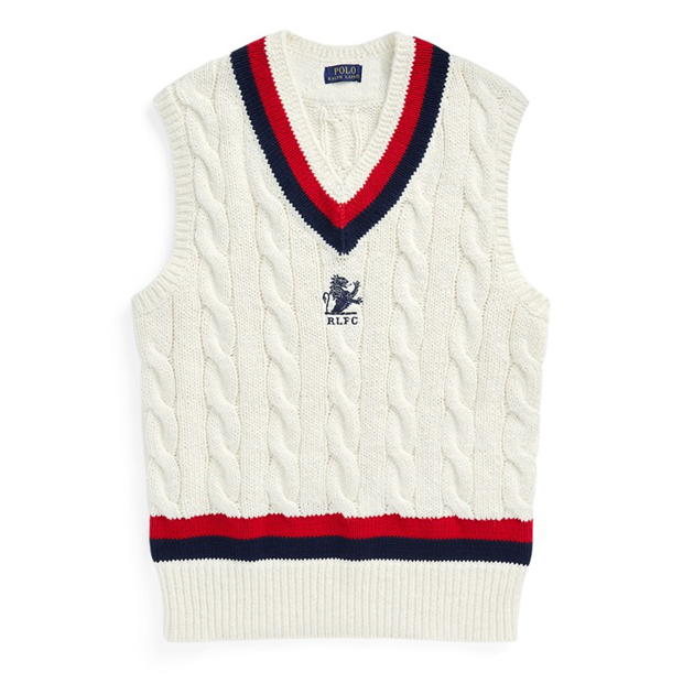 Pulover Polo Ralph Lauren fara maneci Cricket deckwash alb